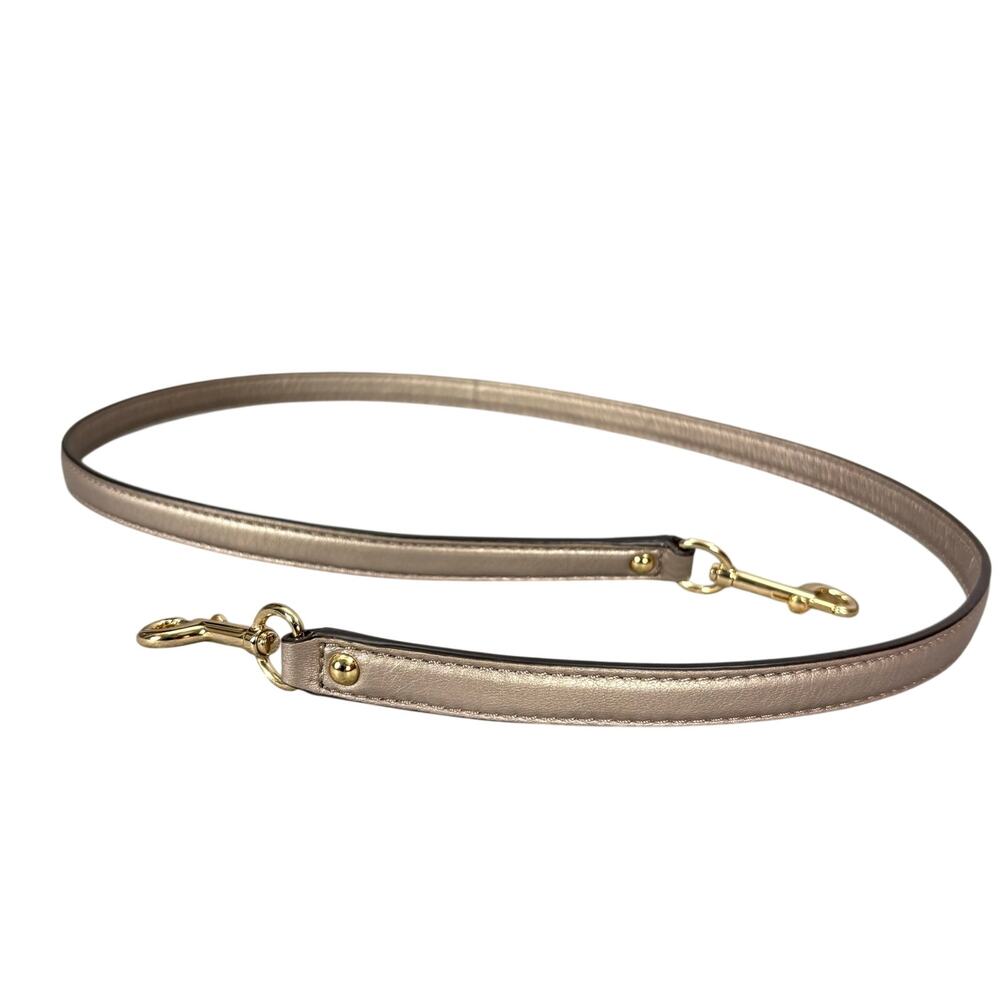 Coach Metallic Champagne Leather Crossbody Bag Strap Gold Hardware 40in